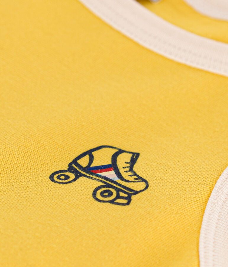 &Auml;rmelloses M&auml;dchenkleid aus Baumwolle gelb/naturfarben