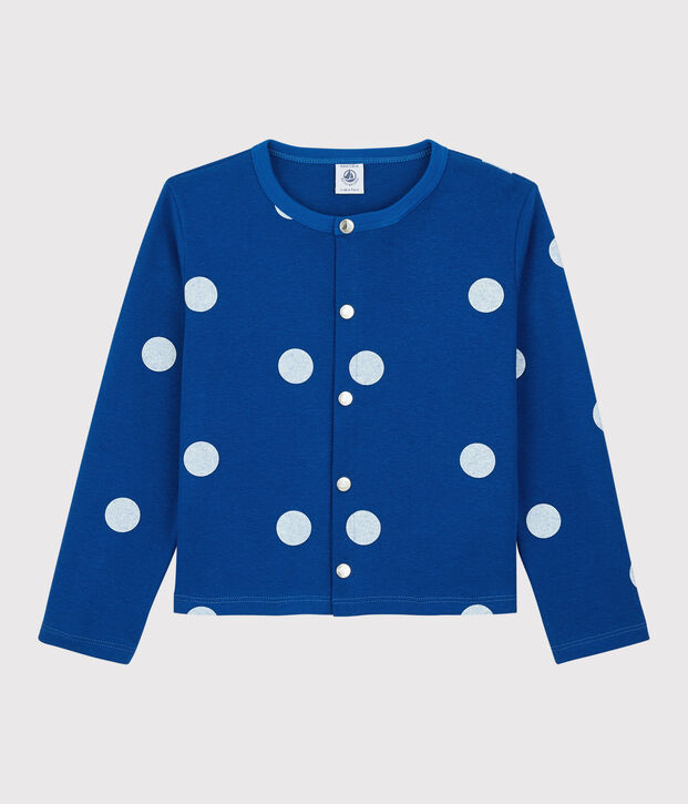 Kinder-Cardigan aus Baumwolle und Leinen f&uuml;r M&auml;dchen blau/weiss