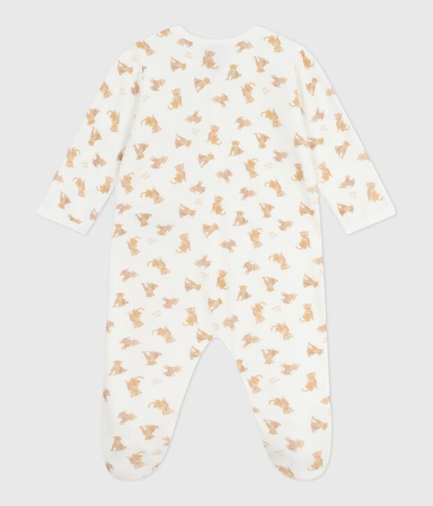 Strampler aus Nicki mit Leoparden-Motiv weiss/vielfarbig
