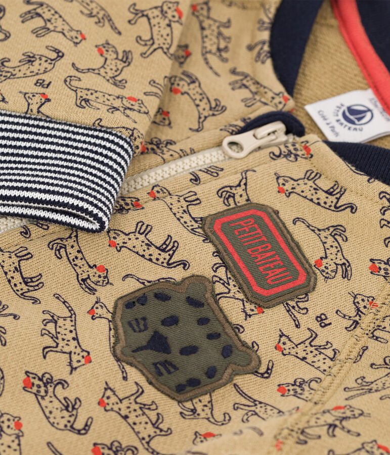 Baby-Teddyjacke aus Molton. beige/vielfarbig