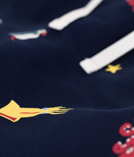 Bedruckte Kinder-Badeshorts aus recyceltem Material für Jungen blau MEDIEVAL/weiss MULTICO