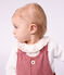 &Auml;rmelloses Baby-Kleid aus Baumwolle mit Streifen und Herz-Aufn&auml;her rosa/rosa