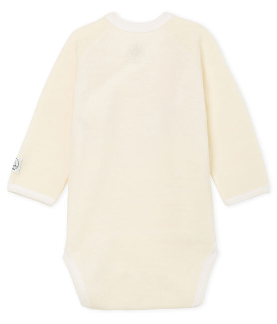 Langärmliger Baby-Body aus Wolle und Baumwolle weiss MARSHMALLOW