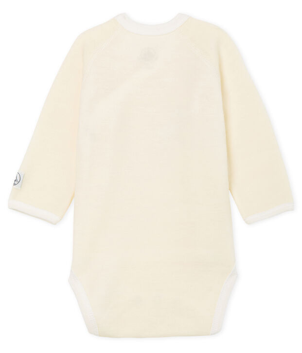 Lang&auml;rmliger Baby-Body aus Wolle und Baumwolle weiss