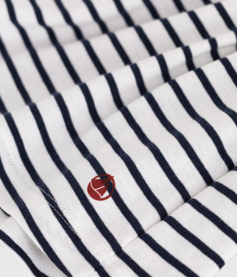 &Auml;rmelloses Kinder-Kleid aus Baumwolle mit Streifen weiss/blau