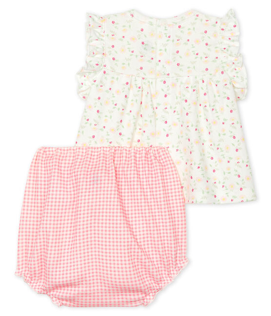 2-teiliges Baby-Ensemble für Mädchen weiss MARSHMALLOW/weiss MULTICO