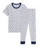 Rippstrick-Pyjama, für kleine Jungen grau POUSSIERE/weiss MULTICO