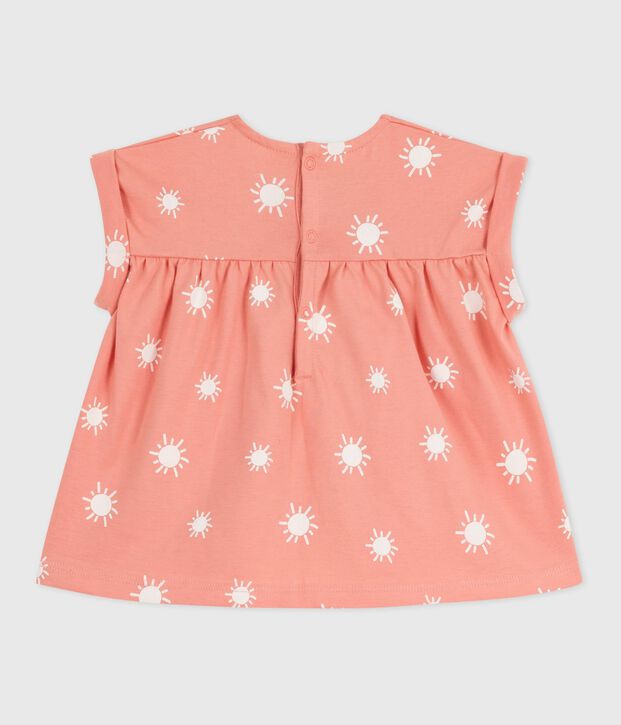 Kurz&auml;rmelige Baby-Bluse aus Baumwolle mit Sonnenmuster orange/weiss