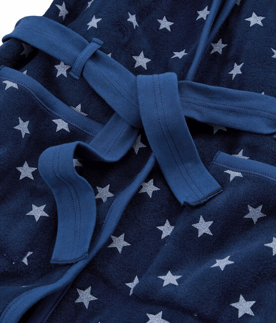 Morgenmantel aus Fleece für Kinder blau MEDIEVAL/weiss MARSHMALLOW