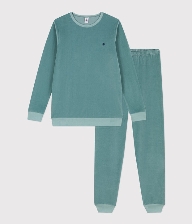 Kinderpyjama aus Nicki gr&uuml;n