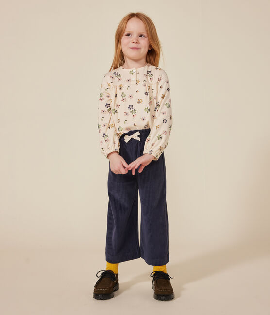 Langärmelige Kinder-Bluse aus Doppeljersey für Mädchen weiss AVALANCHE/ MULTICO