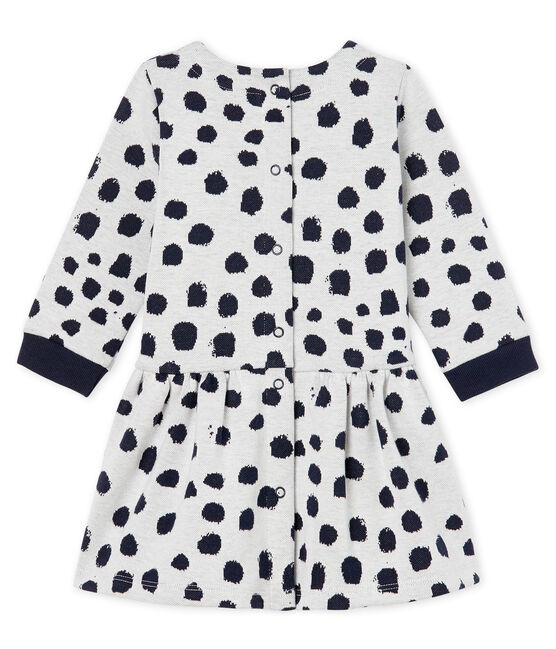 Jean-Jullien-Baby-Mädchenkleid mit langen Ärmeln weiss MARSHMALLOW/ DOTTIES CN