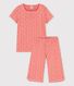 Kurzärmeliger Kinderpyjama aus Bio-Baumwolle mit Blumenmuster für Mädchen
