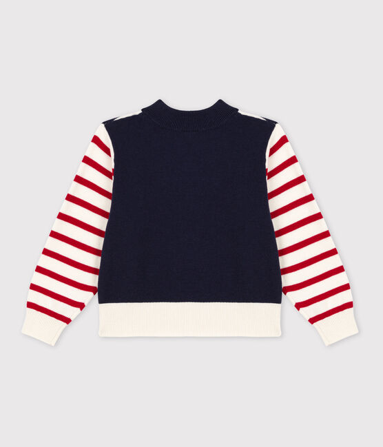Kinder-Matrosenpullover aus Baumwolle für Mädchen und Jungen weiss MARSHMALLOW/weiss MULTICO