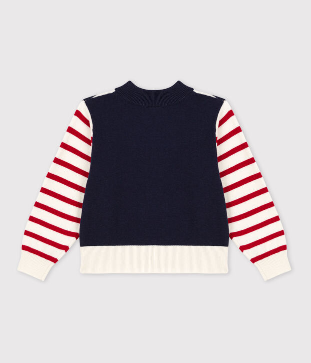 Kinder-Matrosenpullover aus Baumwolle f&uuml;r M&auml;dchen und Jungen weiss/vielfarbig