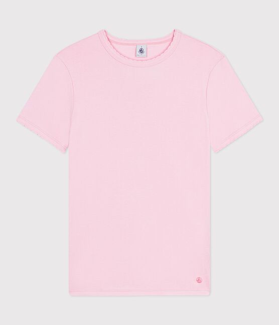 Kurzärmeliges Damen T-Shirt aus einfarbiger Baumwolle rosa MARQUISE