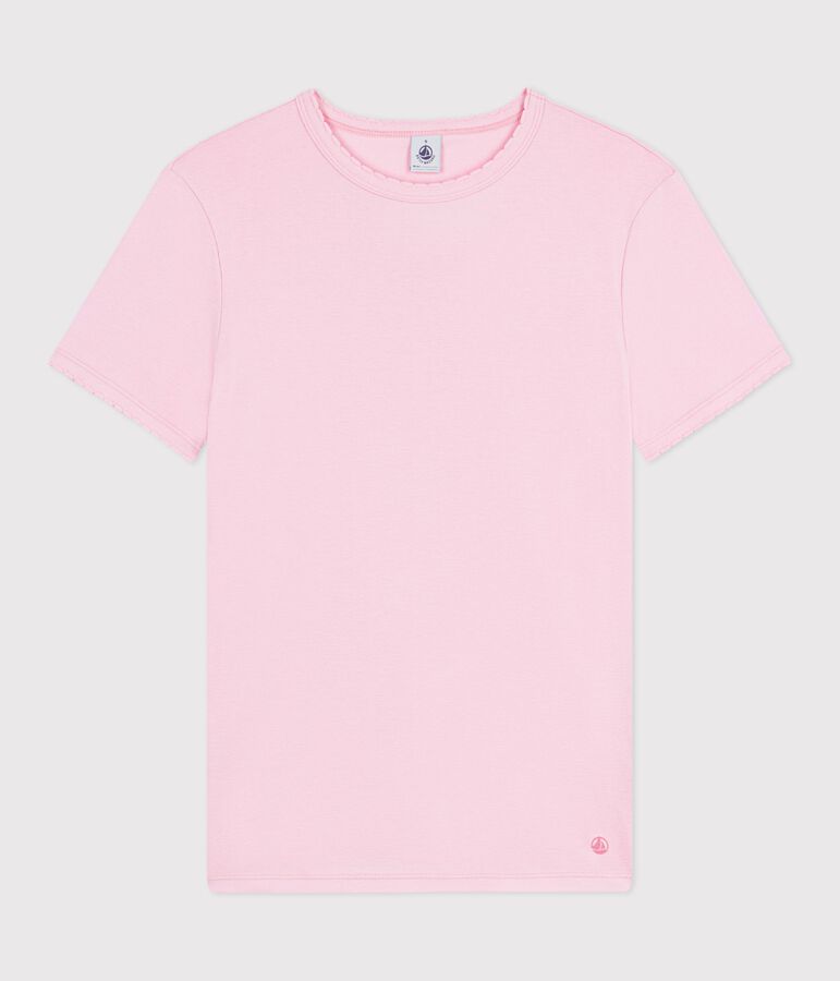 Kurz&auml;rmeliges Damen T-Shirt aus einfarbiger Baumwolle rosa