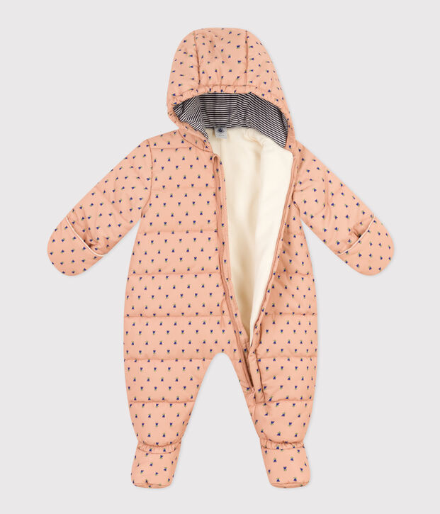 Gemusterter Baby-Schneeanzug beige/vielfarbig