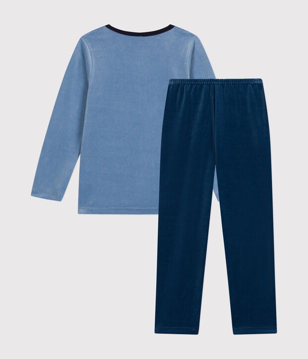 Kinder-Pyjama aus einfarbigem Nicki blau/blau