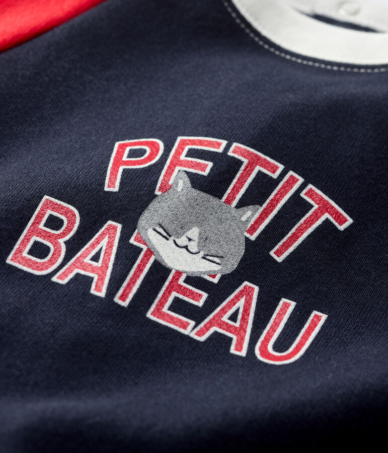 Baby-Overall aus Molton. blau SMOKING/rot TERKUIT