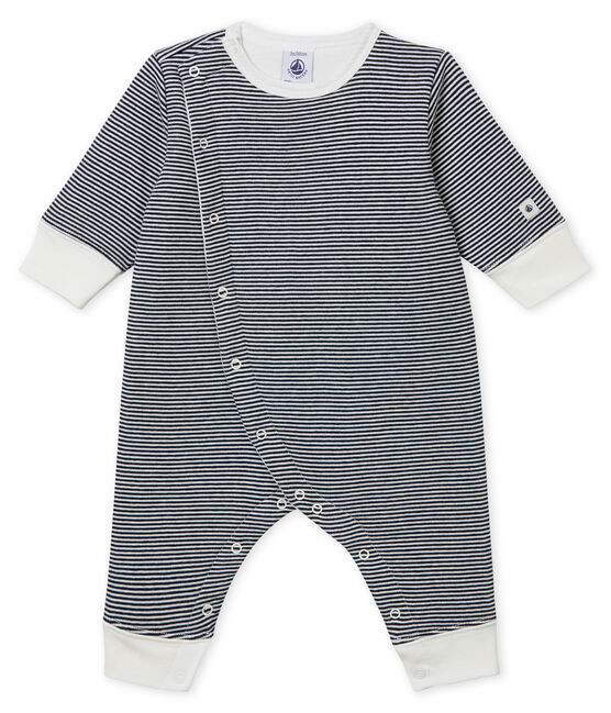 Baby Jungen Strampler ohne Fuß aus gedoppeltem Jersey blau SMOKING/weiss MARSHMALLOW