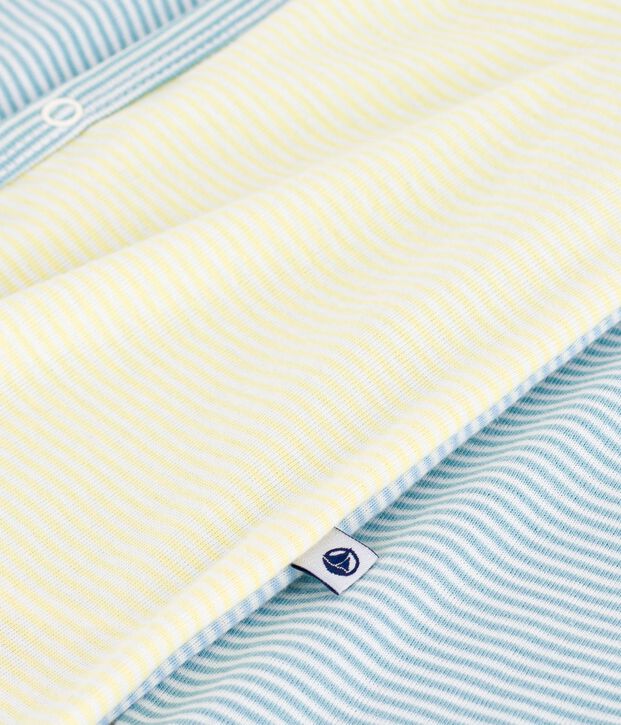 Strampler ohne F&uuml;&szlig;chen aus Baumwolle mit Streifen blau/weiss