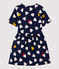 Kurzärmeliges Kinder-Kleid aus Doppeljersey für Mädchen blau SMOKING/weiss MULTICO