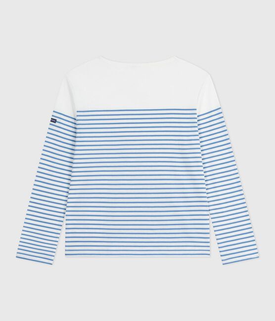Langärmeliges Damen-T-Shirt "Marinière" aus Baumwolle weiss MARSHMALLOW/blau ALASKA