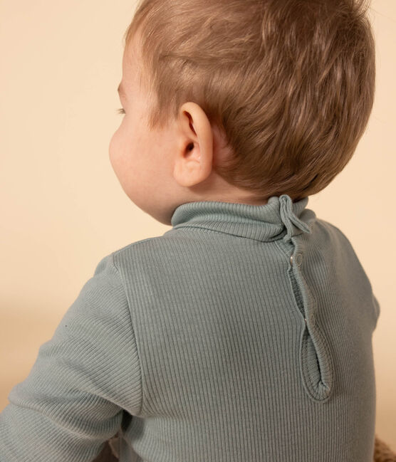 Langärmeliger Baby-Body aus Baumwolle mit Rollkragen grün PAUL