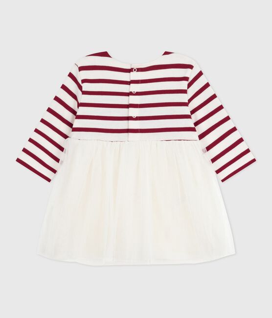 Langärmliges Kleid aus zwei Stoffen rot MILK/ AMARANTE