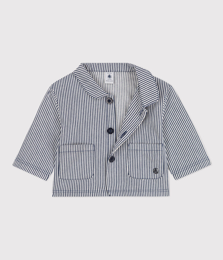 Baby-Kurzjacke aus gestreiftem Canvas blau/weiss