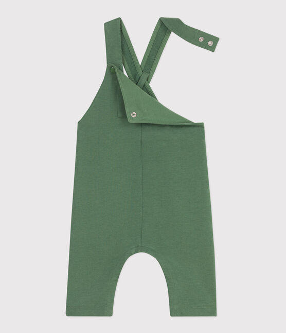 Langbeinige Baby-Latzhose aus einfarbiger Baumwolle grün PALMERAIE