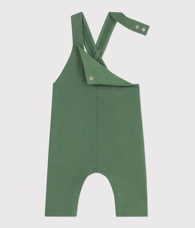 Langbeinige Baby-Latzhose aus einfarbiger Baumwolle gr&uuml;n
