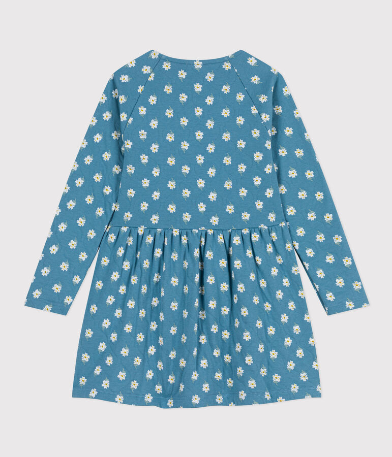 Kinderkleid aus Doppeljersey mit Blumenprint f&uuml;r M&auml;dchen blau/vielfarbig