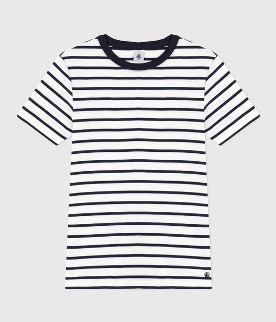 T-Shirt L’ICONIQUE aus Baumwolle mit rundem Ausschnitt für Damen weiss MARSHMALLOW/blau SMOKING