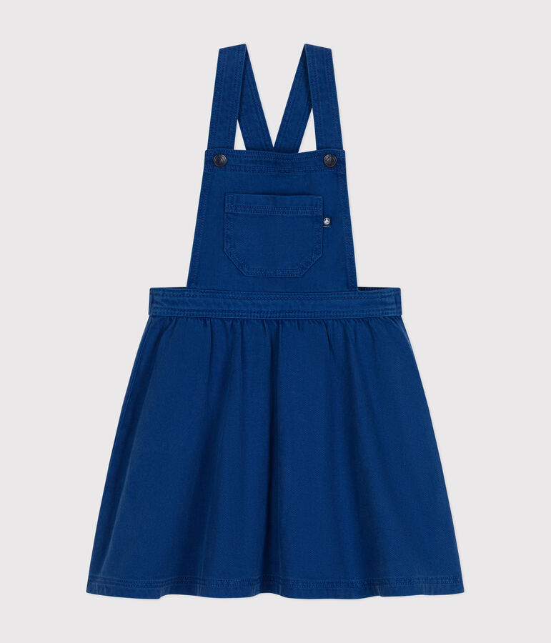 Kinder-Latzkleid aus Serge f&uuml;r M&auml;dchen blau