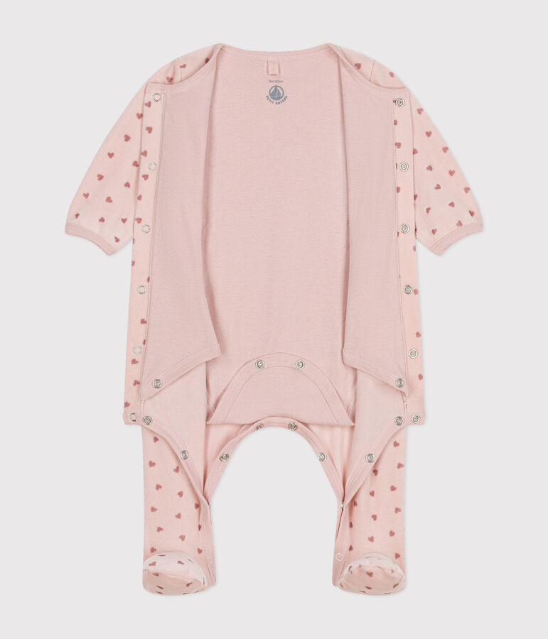 Bodyjama aus Nicki mit kleinen Herzen f&uuml;r Babys rosa SALINE/ ROSEWOOD