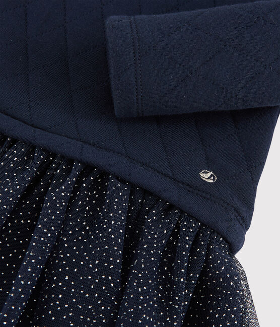 Langärmeliges Baby-Kleid für Mädchen blau SMOKING