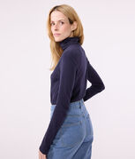 Damen-Rollkragenshirt "L'Iconique" aus Baumwolle blau SMOKING