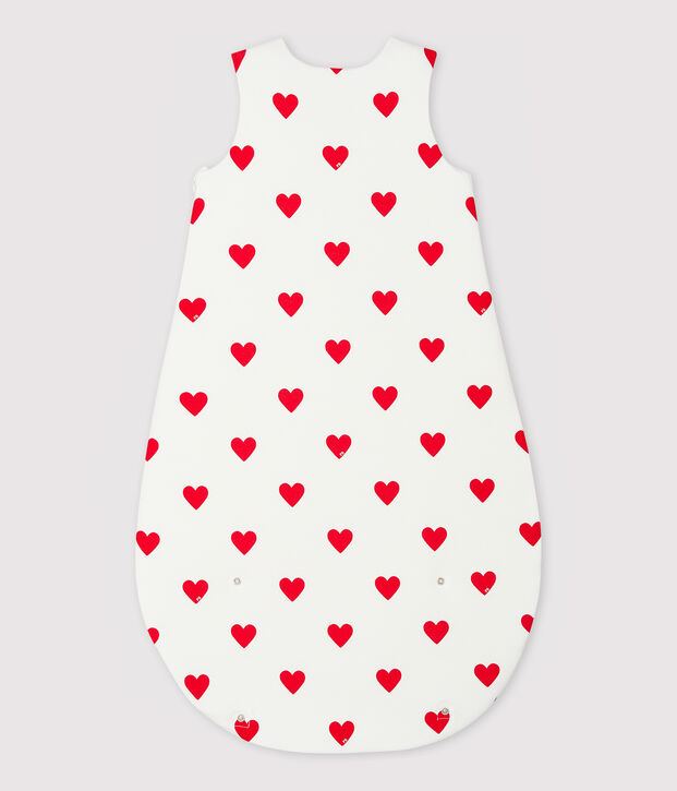 Babyschlafsack aus Baumwolle mit Herzmotiv TOG-Wert 2 weiss/rot