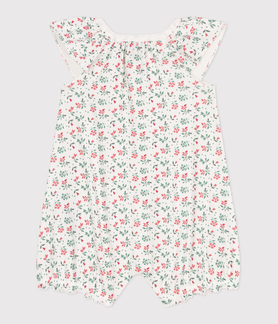 Baby-Kurzoverall aus Baumwolle mit Blumenmotiv weiss MARSHMALLOW/weiss MULTICO