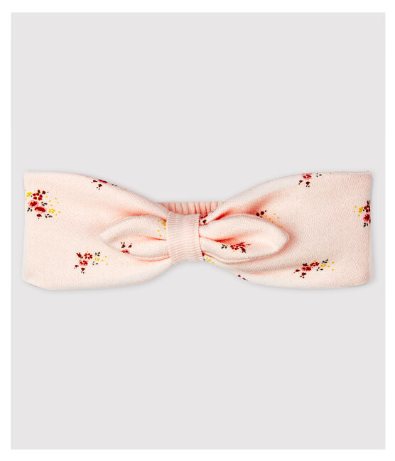 Baby-Haarband für Mädchen aus geblümtem Molton rosa FLEUR/weiss MULTICO