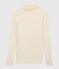 Unterziehpullover aus Wolle und Baumwolle für Damen weiss MARSHMALLOW