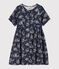 Kurzärmeliges Kinderkleid aus Doppeljersey für Mädchen blau SMOKING/weiss ECUME