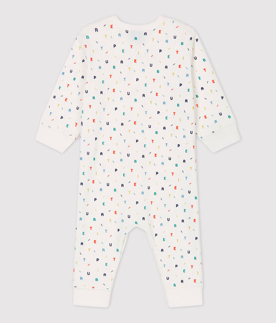 Baby-Strampler aus Bio-Baumwolle mit farbigem Buchstabenmuster weiss MARSHMALLOW/weiss MULTICO