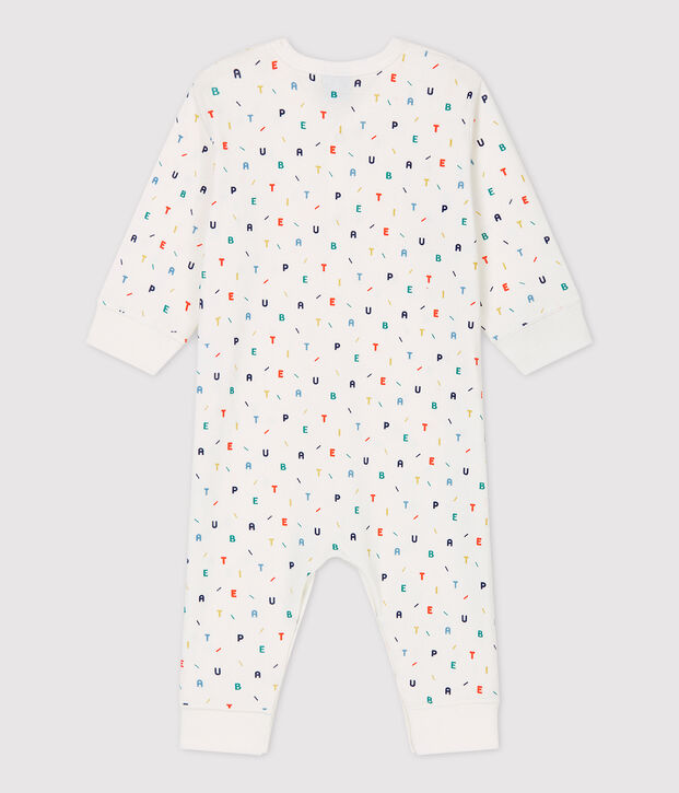 Baby-Strampler aus Bio-Baumwolle mit farbigem Buchstabenmuster weiss/vielfarbig