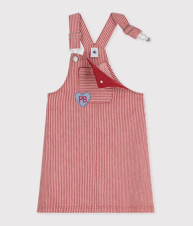 Kinder-Latzkleid aus Baumwolle mit Streifen rosa/rosa