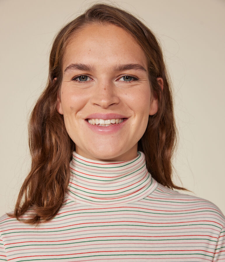 Damen-Rollkragenshirt L'Iconique aus Baumwolle naturfarben/vielfarbig