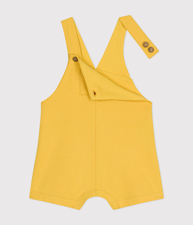 Kurze Baby-Latzhose aus leichtem Molton gelb