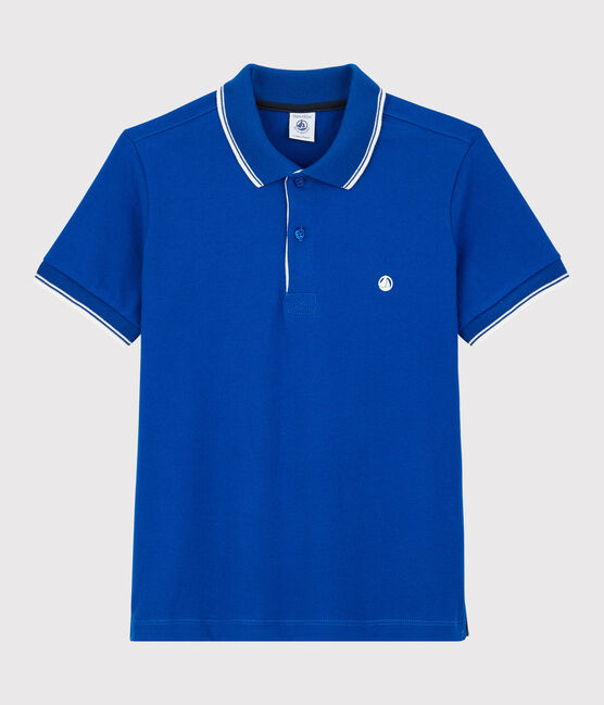 Kurzärmeliges Kinder-Poloshirt aus Jersey für Jungen blau SURF